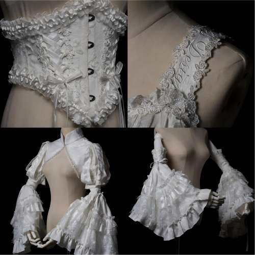 Smoothy Caliburn Lolita Bolero, Corset, Hime Sleeves, Underskirt and Back Bow