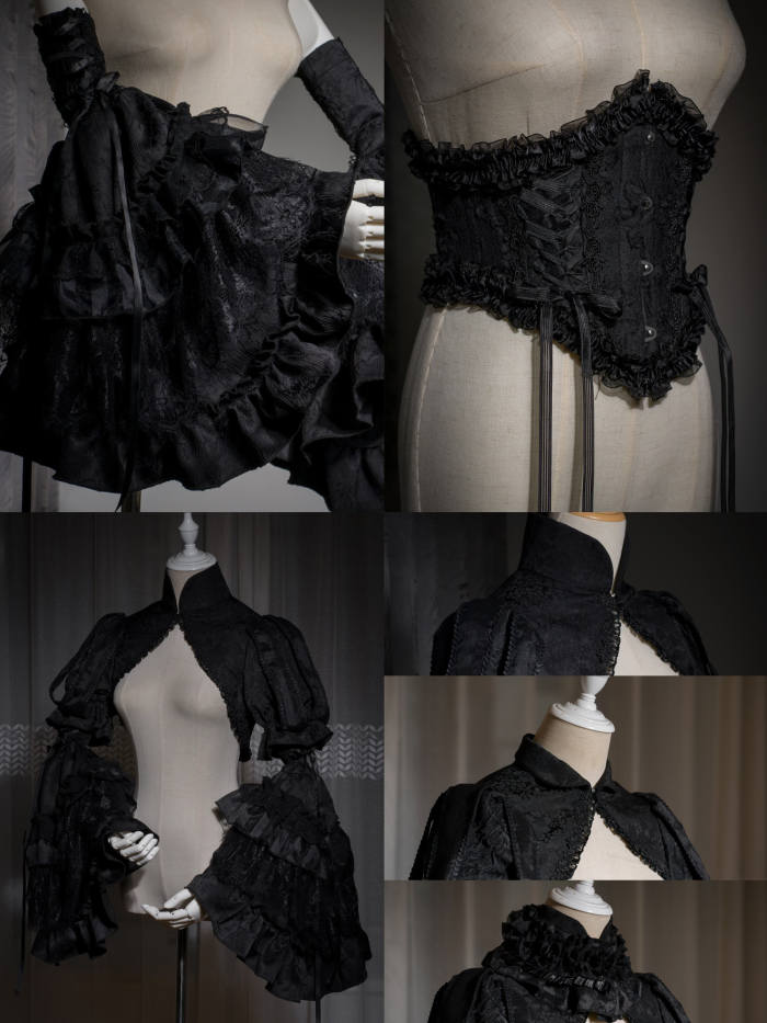 Smoothy Caliburn Lolita Bolero, Corset, Hime Sleeves, Underskirt and Back Bow