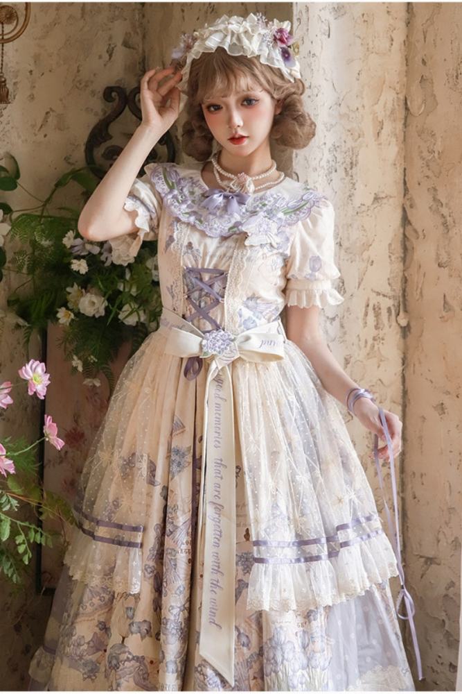 Nansheng Pavilion ~Purple Memoirs~ Embroidery Plus Size Country Lolita JSK and OP