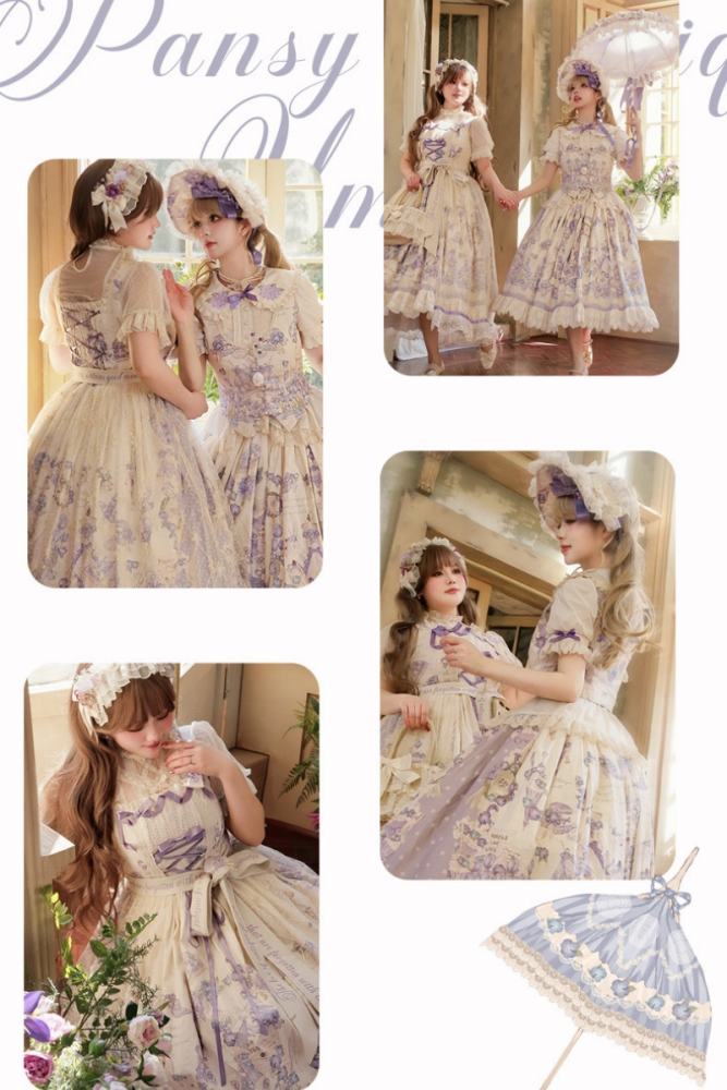 Nansheng Pavilion ~Purple Memoirs~ Embroidery Plus Size Country Lolita JSK and OP