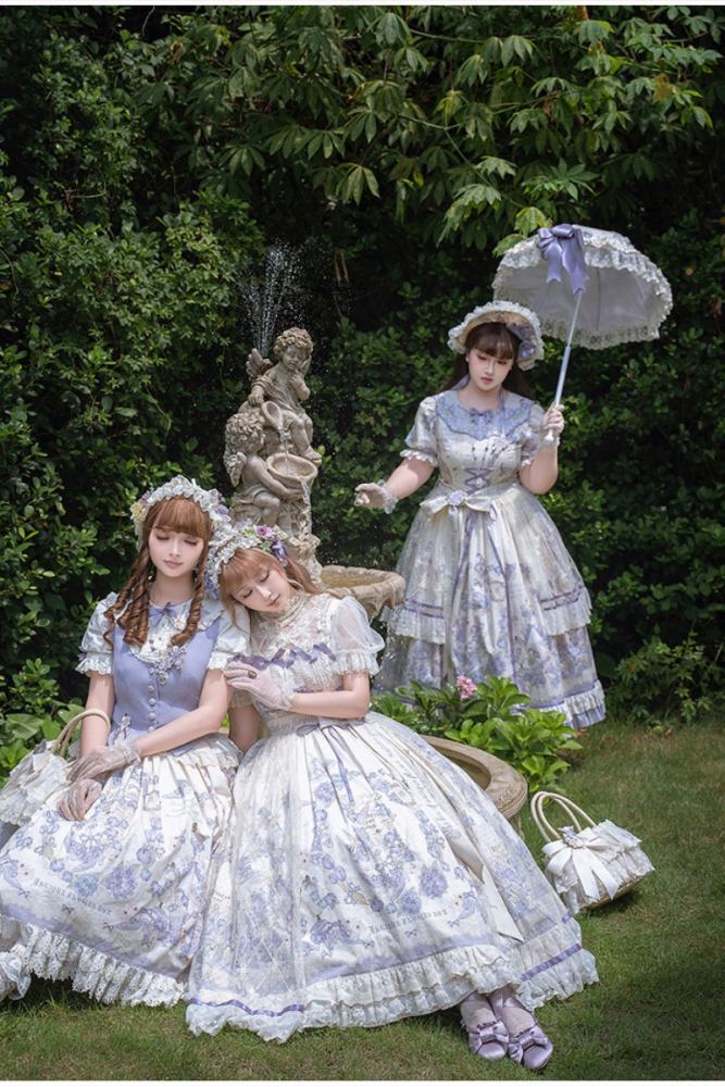 Nansheng Pavilion ~Purple Memoirs~ Embroidery Plus Size Country Lolita JSK and OP