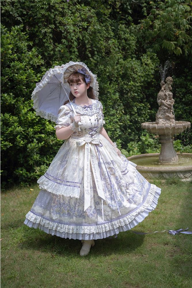 Nansheng Pavilion ~Purple Memoirs~ Embroidery Plus Size Country Lolita JSK and OP