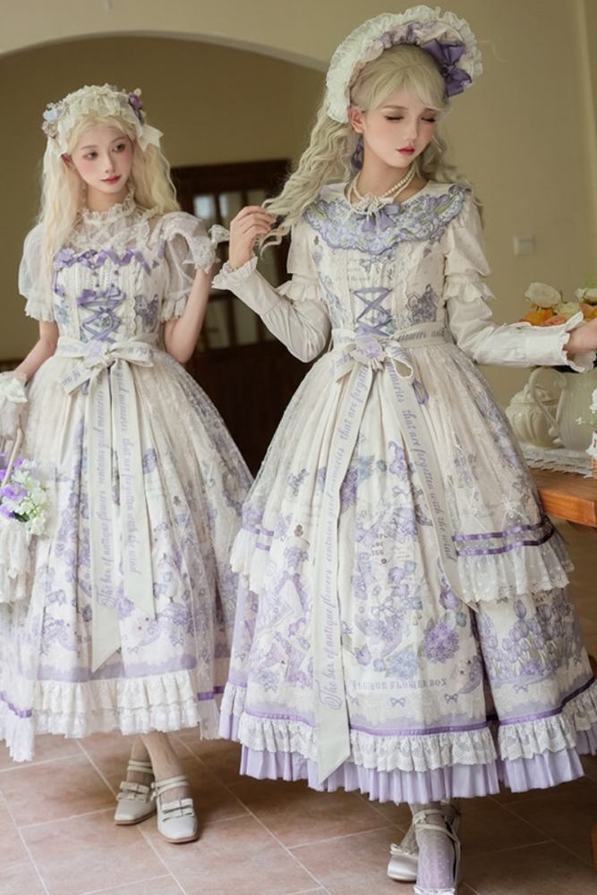Nansheng Pavilion ~Purple Memoirs~ Embroidery Plus Size Country Lolita JSK and OP