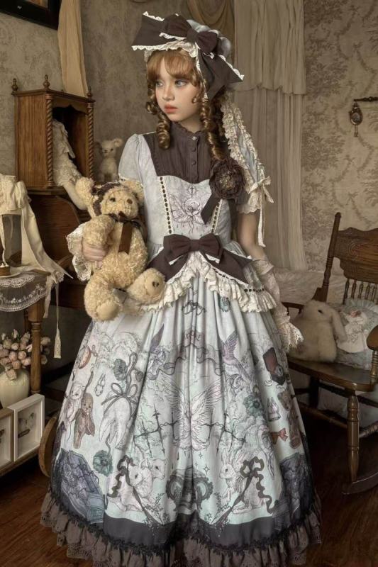 Hyq ～Symbiotic Doll～ Stand Collar Natural Waist Gothic Lolita OP