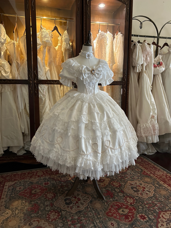 Spring Wild ~Showa~ White Gothic Hime Lolita Dress