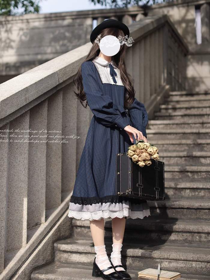 (BFM) Walnut Wood ～Feliz～ Sweet Lace Peter Pan Collar OP Dress