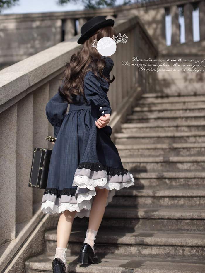 (BFM) Walnut Wood ～Feliz～ Sweet Lace Peter Pan Collar OP Dress
