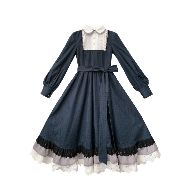 (BFM) Walnut Wood ～Feliz～ Sweet Lace Peter Pan Collar OP Dress