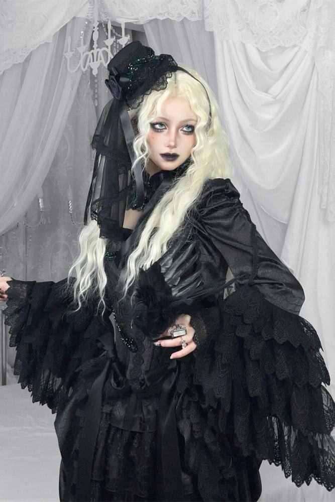 LeMiroir Saint Follower Gothic Lolita Bonnet Chain and Top Hat