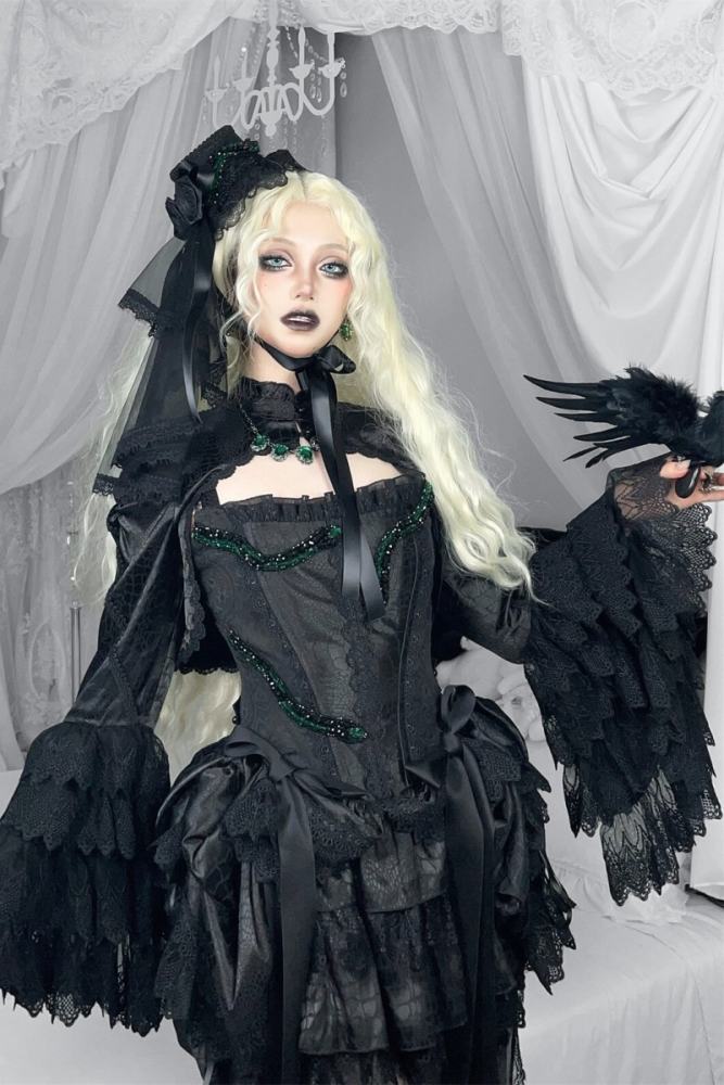 LeMiroir Saint Follower Gothic Lolita Bonnet Chain and Top Hat
