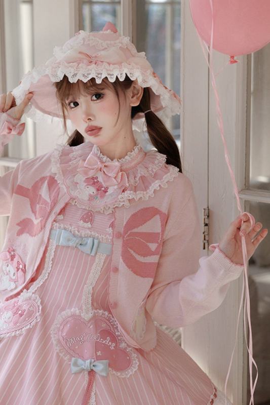 Summer Fairy Sanrio Pink Strawberry Cake Hat and Lolita Side Clips