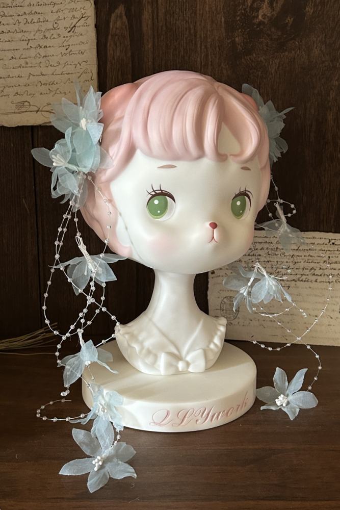Meowing and Fruity Dream of Flowers and Vines Lolita Hairband Side Clips Tailing and Choker