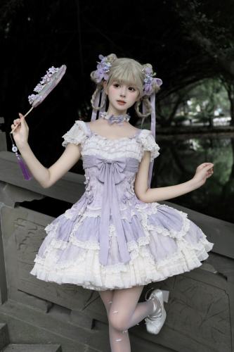Meowing and Fruity Dream of Flowers and Vines Ballet Style Sweet Lolita JSK