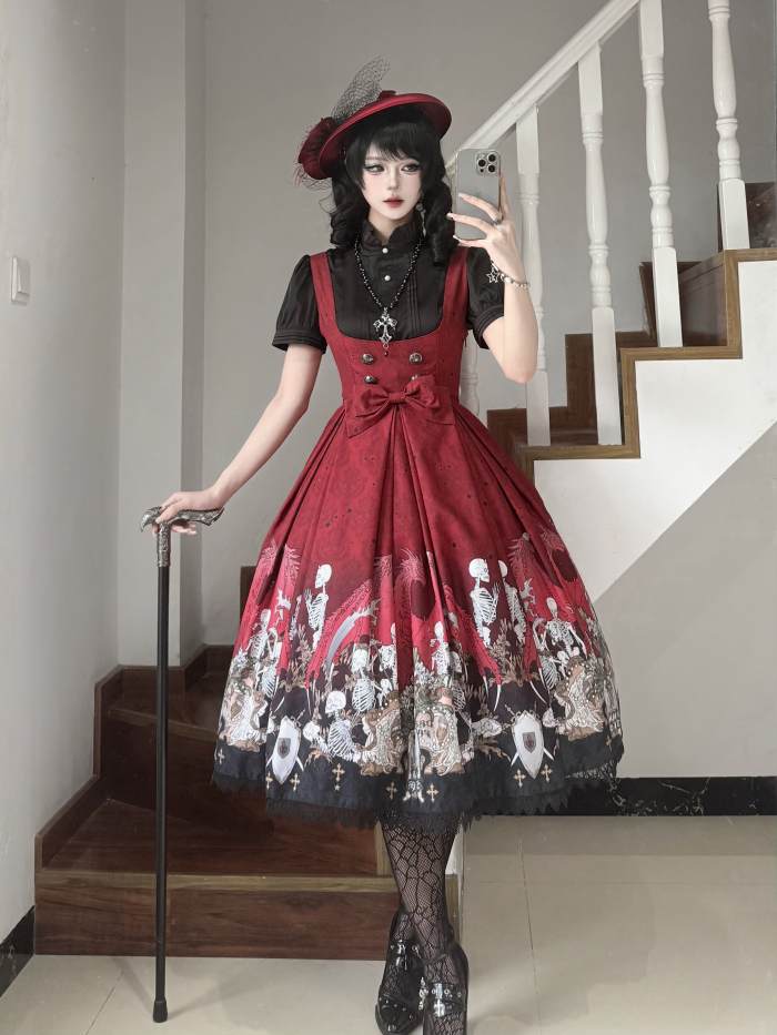 Nnstar Dragon Bone Lily Retro Gothic JSK Lolita Dress
