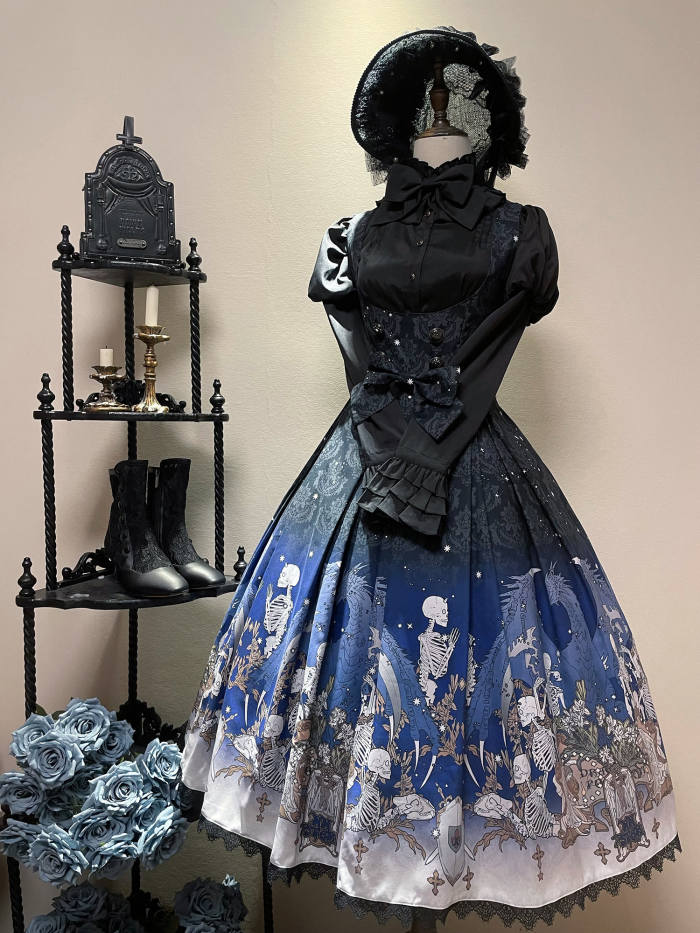 Nnstar Dragon Bone Lily Retro Gothic JSK Lolita Dress