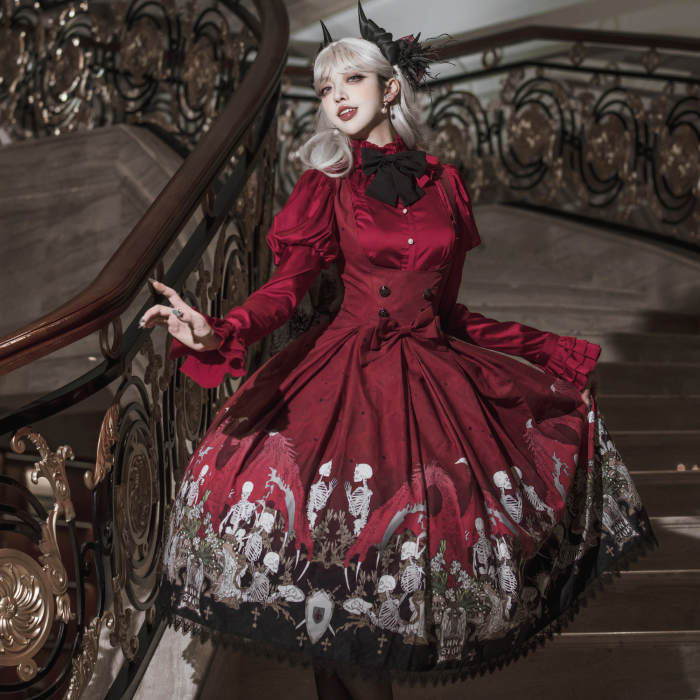 Nnstar Dragon Bone Lily Retro Gothic JSK Lolita Dress