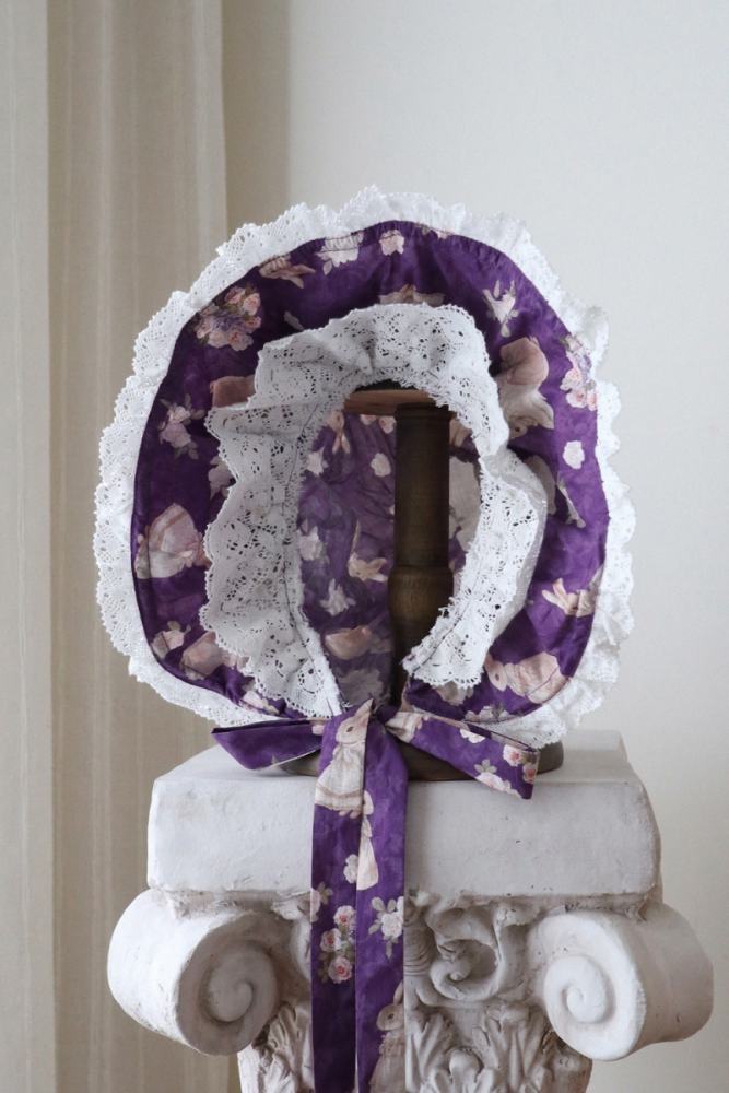 Nnstar ～Bunny Bouquet～ Lolita Red Purple Bonnet