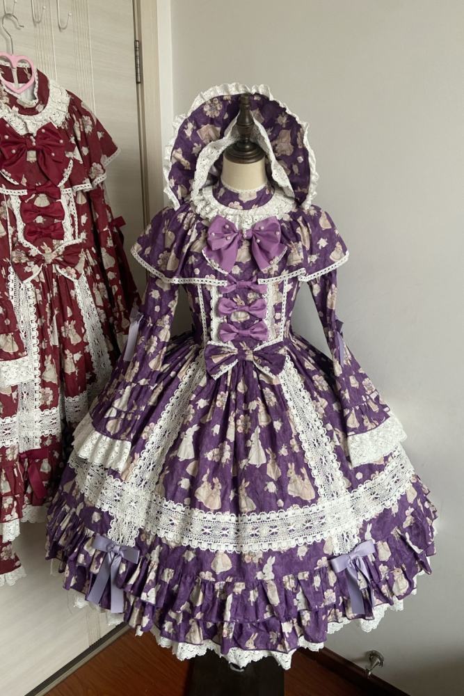 Nnstar ～Bunny Bouquet～ Retro Doll Lolita Printed OP