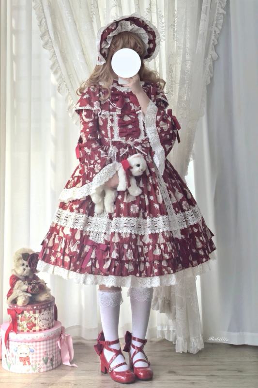 Nnstar ～Bunny Bouquet～ Retro Doll Lolita Printed OP