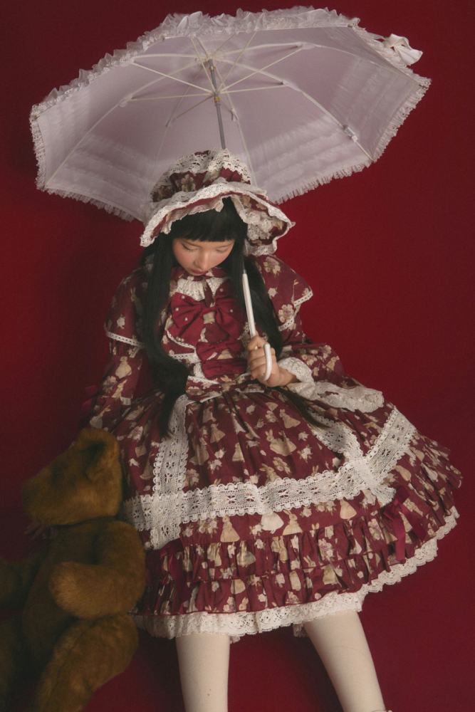 Nnstar ～Bunny Bouquet～ Retro Doll Lolita Printed OP