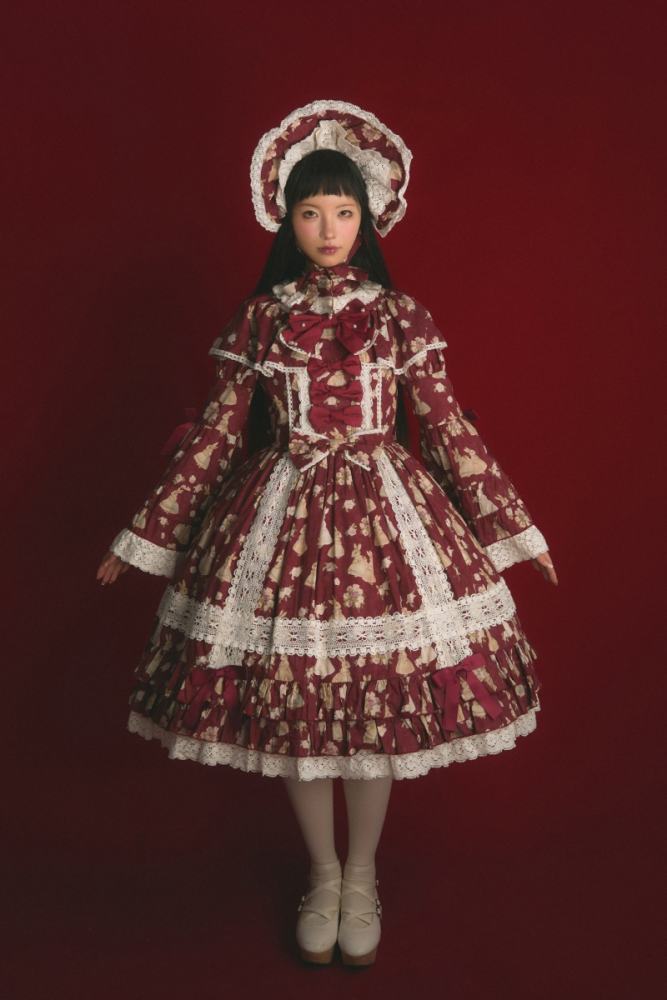 Nnstar ～Bunny Bouquet～ Retro Doll Lolita Printed OP