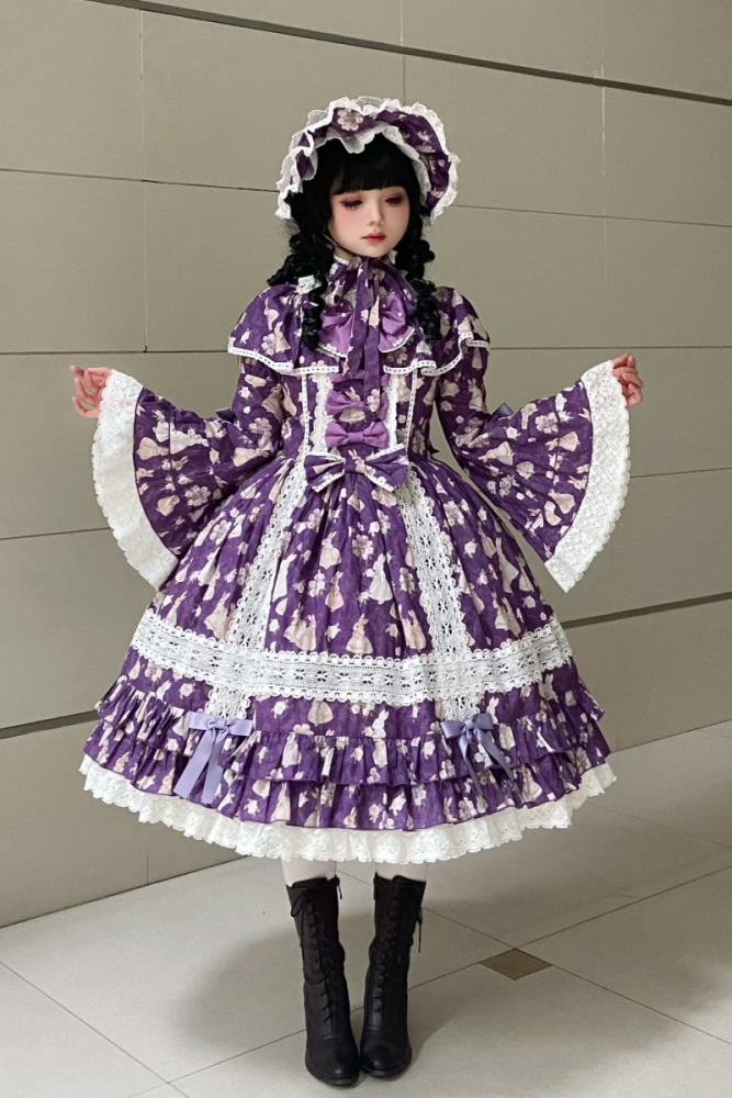 Nnstar ～Bunny Bouquet～ Retro Doll Lolita Printed OP