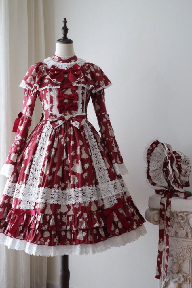Nnstar ～Bunny Bouquet～ Retro Doll Lolita Printed OP