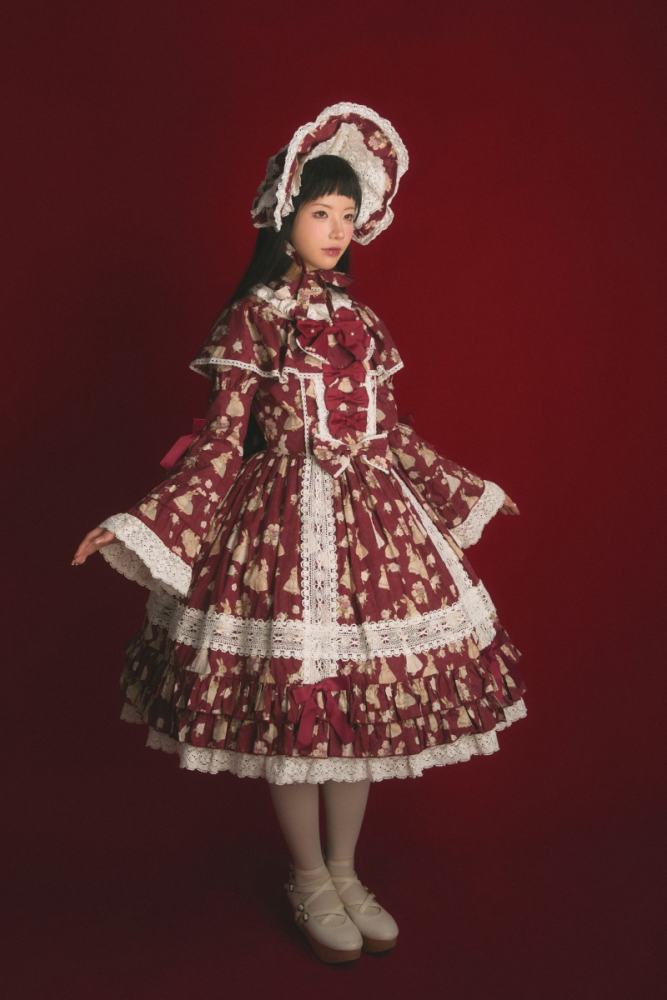 Nnstar ～Bunny Bouquet～ Retro Doll Lolita Printed OP