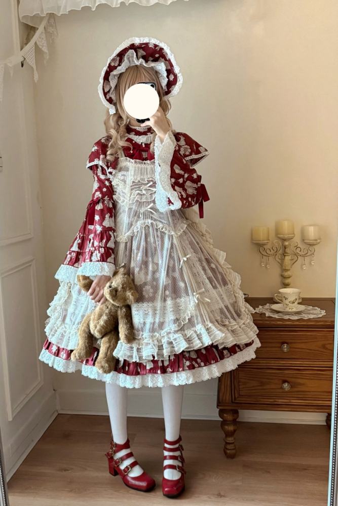 Nnstar ～Bunny Bouquet～ Retro Doll Lolita Printed OP