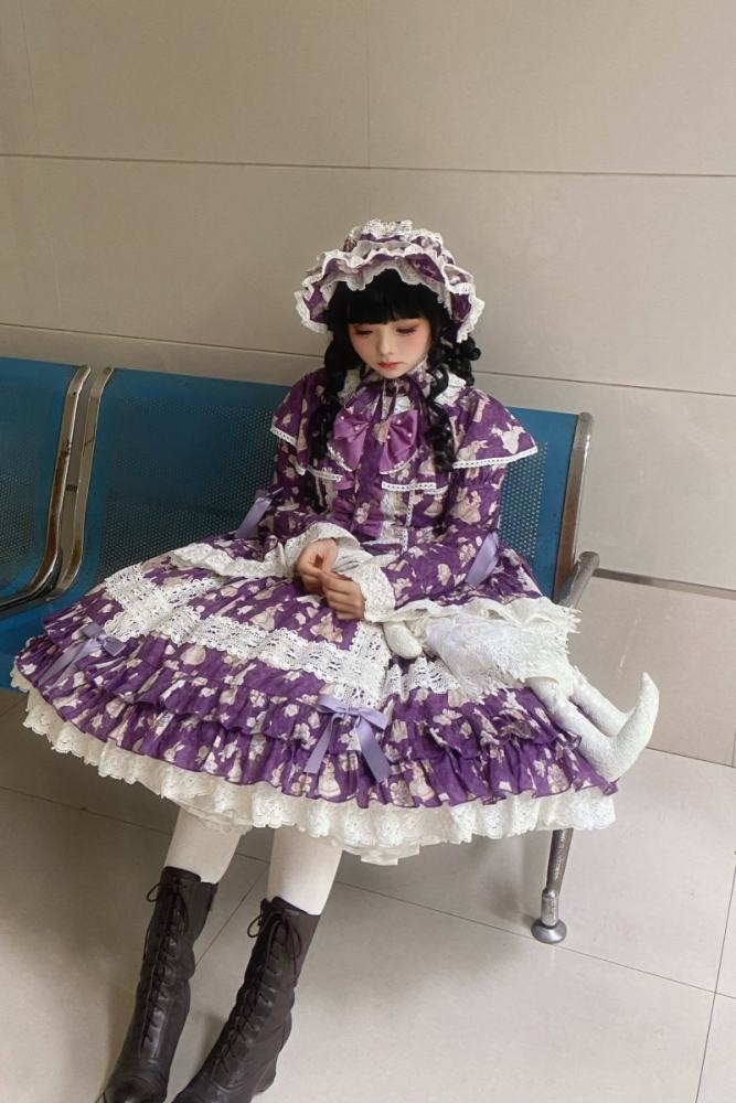 Nnstar ～Bunny Bouquet～ Retro Doll Lolita Printed OP