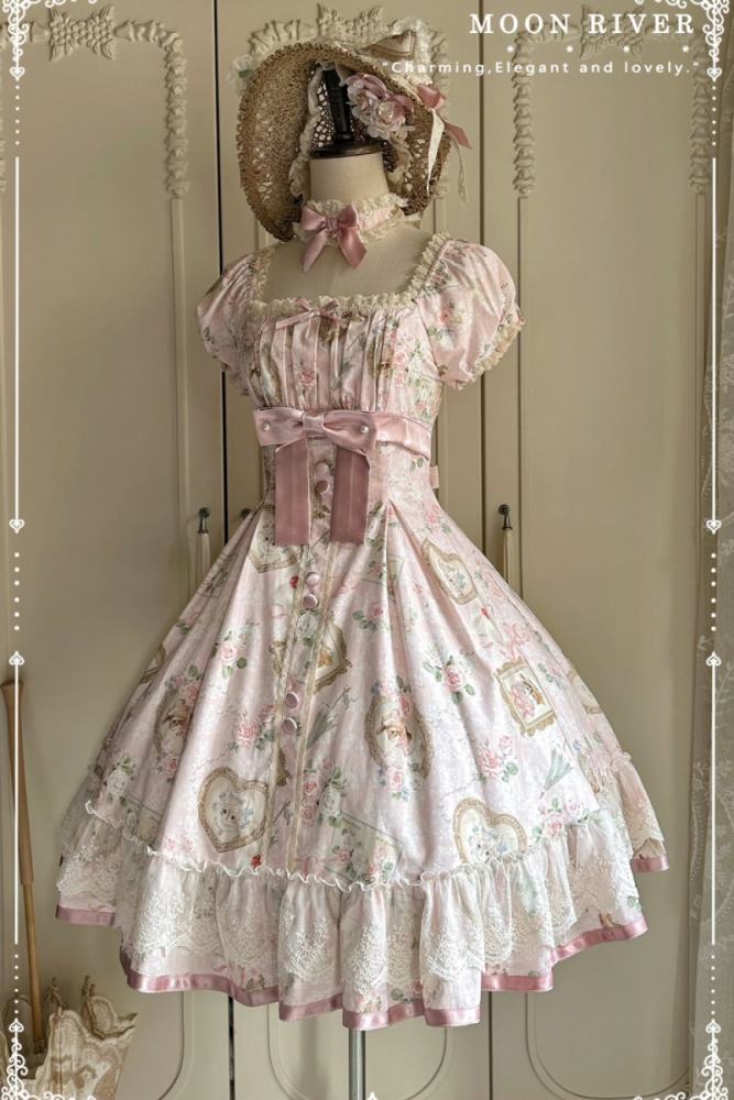 Moon River ～Victoria Cat～ Sweet Lolita Printed OP