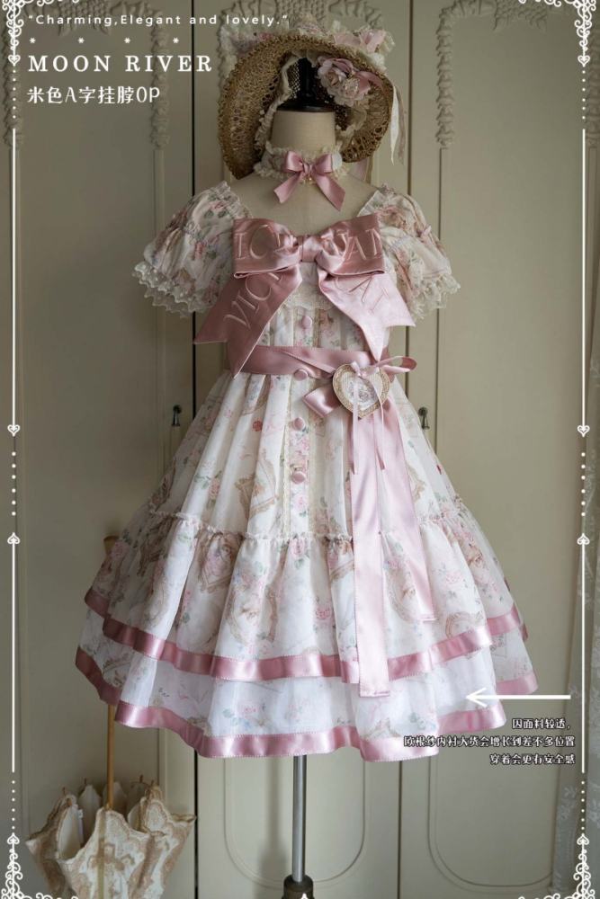 Moon River ～Victoria Cat～ Sweet Lolita Printed OP