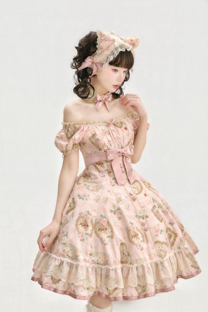 Moon River ～Victoria Cat～ Sweet Lolita Printed OP
