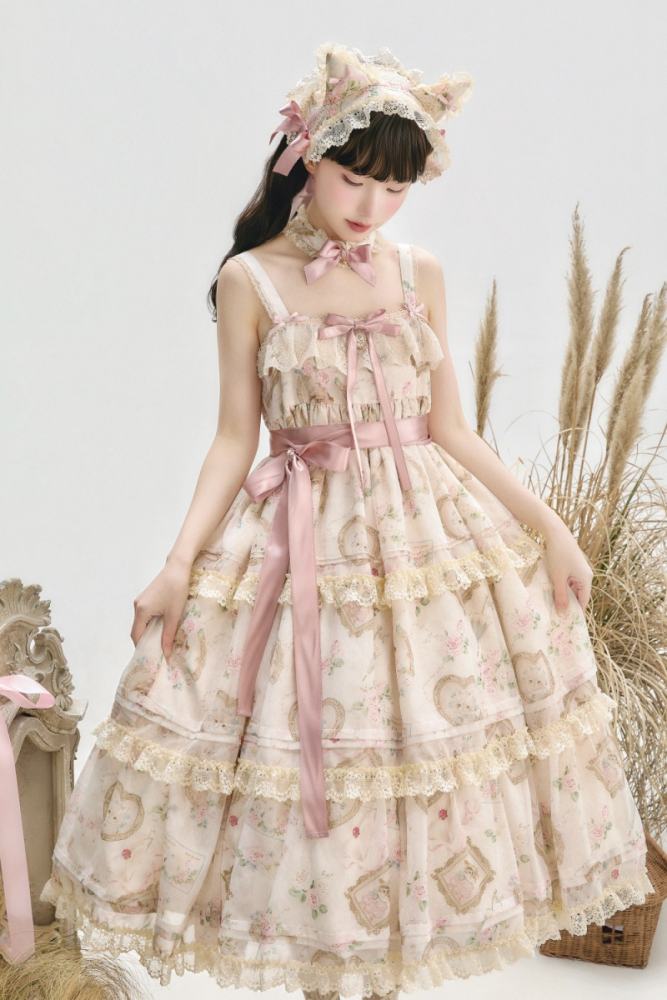 Moon River ～Victoria Cat～ Sweet Lolita Printed JSK