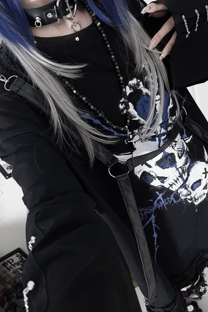 Tricuspid C The Soul Patchwork Jirai Kei Kuro Shiro T-shirt