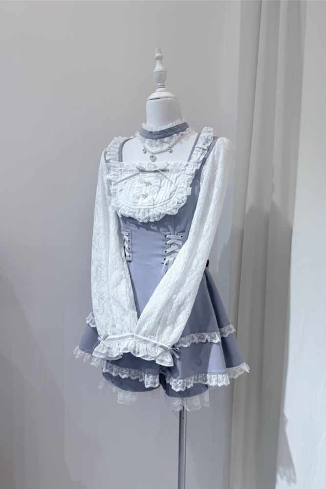 Shirohato Lace Bib Collar Jirai Kei Dress and Shorts