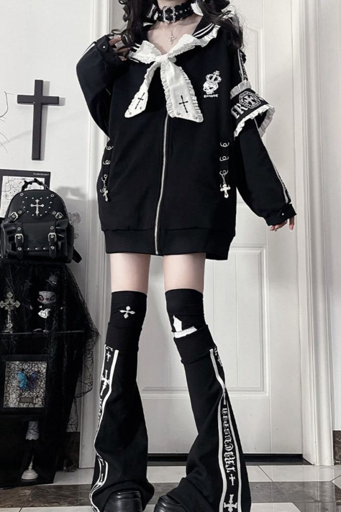 Tricuspid C Sailor Collar Jirai Kei Ruffled Bowknot Coat