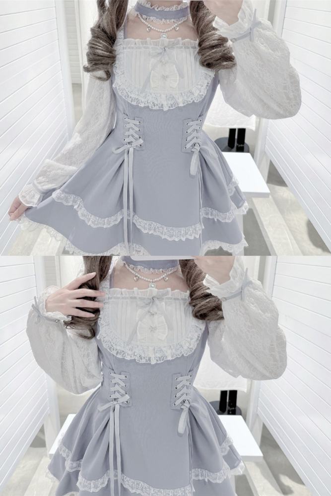 Shirohato Lace Bib Collar Jirai Kei Dress and Shorts