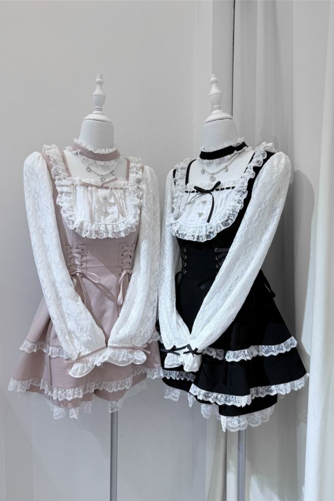 Shirohato Lace Bib Collar Jirai Kei Dress and Shorts