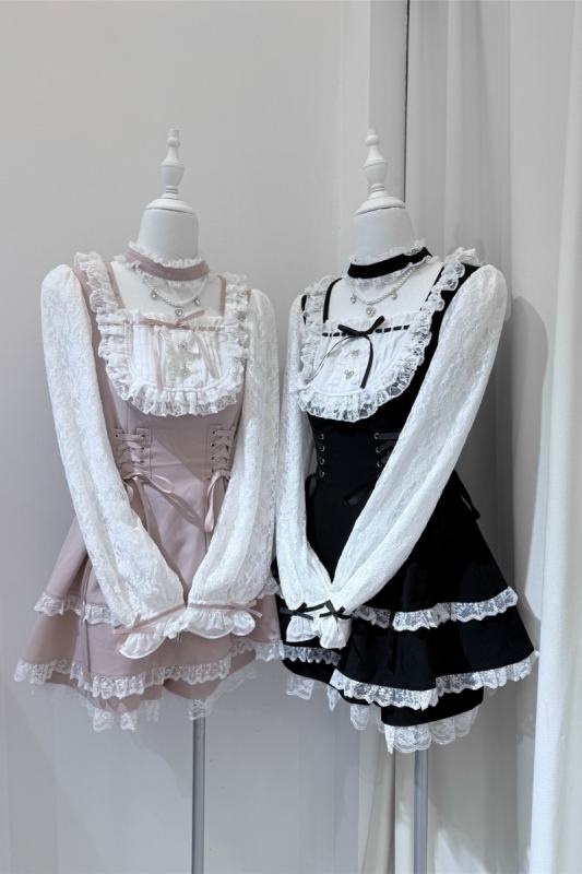 Shirohato Lace Bib Collar Jirai Kei Dress and Shorts
