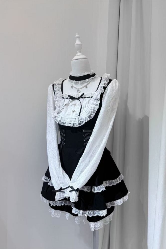 Shirohato Lace Bib Collar Jirai Kei Dress and Shorts
