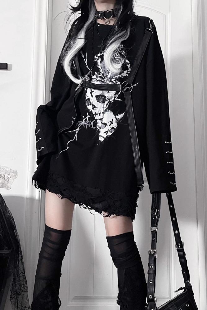 Tricuspid C The Soul Patchwork Jirai Kei Kuro Shiro T-shirt