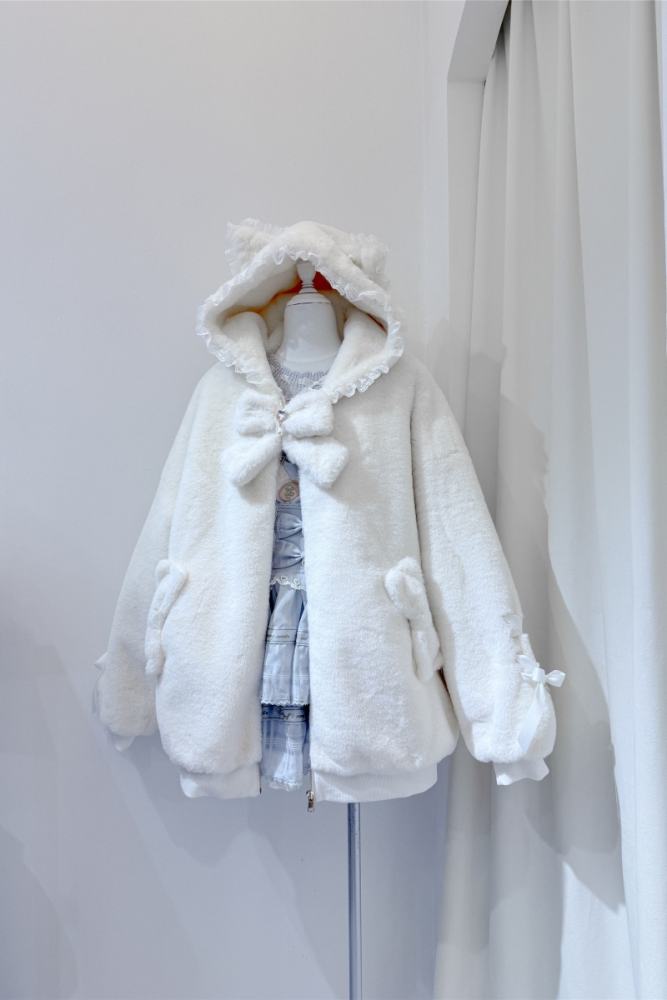 Shirohato Cat Ears Hood Jirai Kei Shiro Kuro Pink Coat