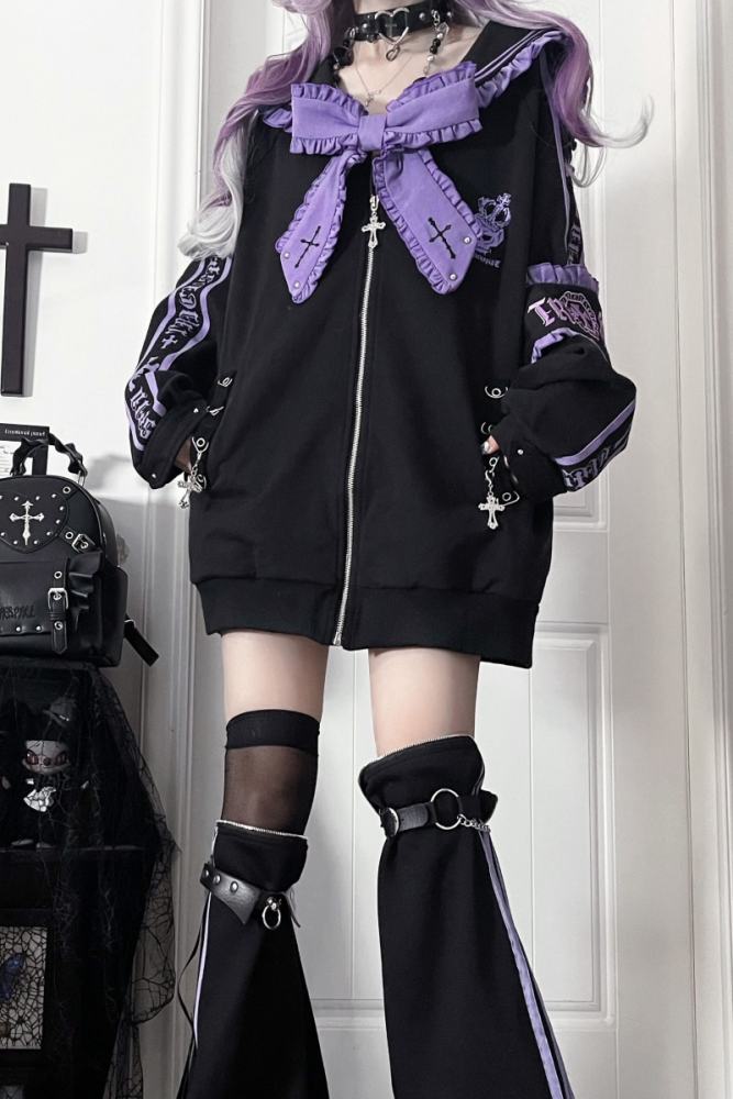 Tricuspid C Sailor Collar Jirai Kei Ruffled Bowknot Coat