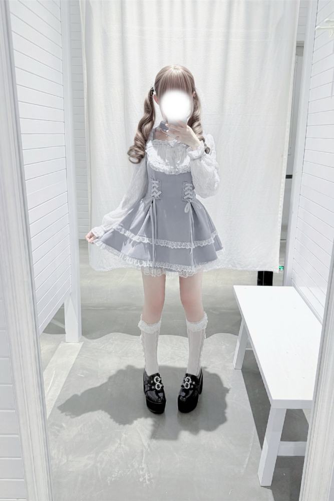 Shirohato Lace Bib Collar Jirai Kei Dress and Shorts