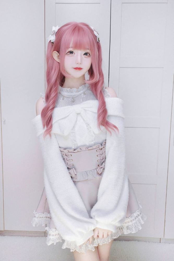 Shirohato Bowknot Lace Patchwork Jirai Kei Long Sleeve Top