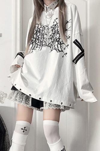 Tricuspid C Subculture Printed Jirai Kei Long Sleeve T-shirt