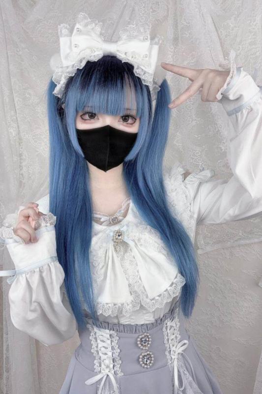 Shengzhongwei Rabbit Ear Jirai Kei Kuro Shiro Blouse
