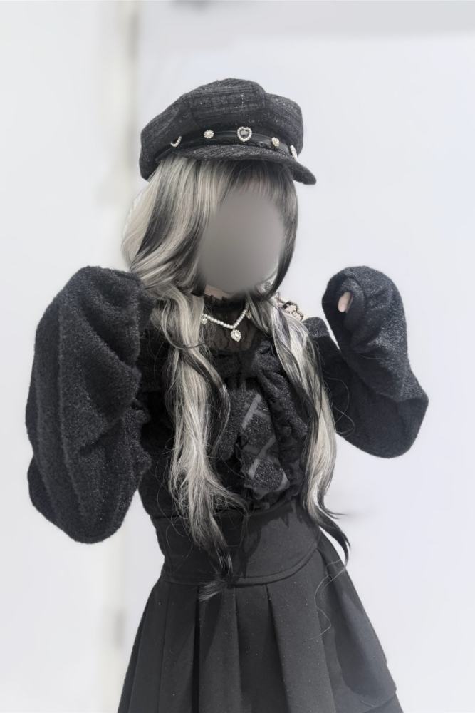 Shirohato Bowknot Lace Patchwork Jirai Kei Long Sleeve Top