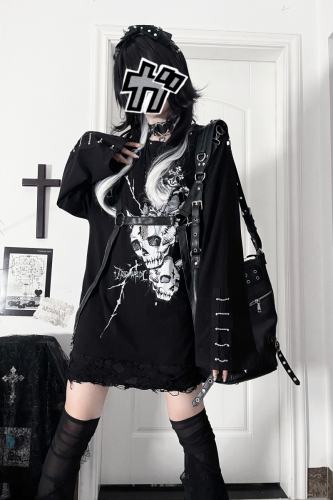Tricuspid C The Soul Patchwork Jirai Kei Kuro Shiro T-shirt
